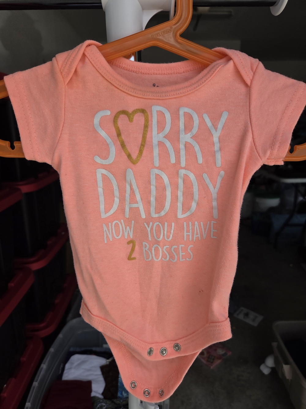 Baby One-Piece Bodysuit - Coral Pink "Sorry Daddy"